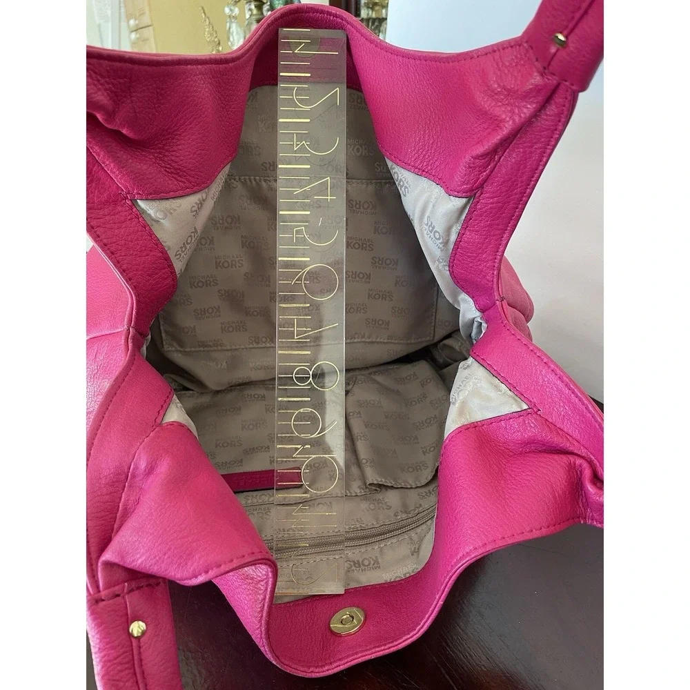 Michael Kors Austin Hot Pink Pebbled Leather Large Shoulder Bag Hobo MSRP$348